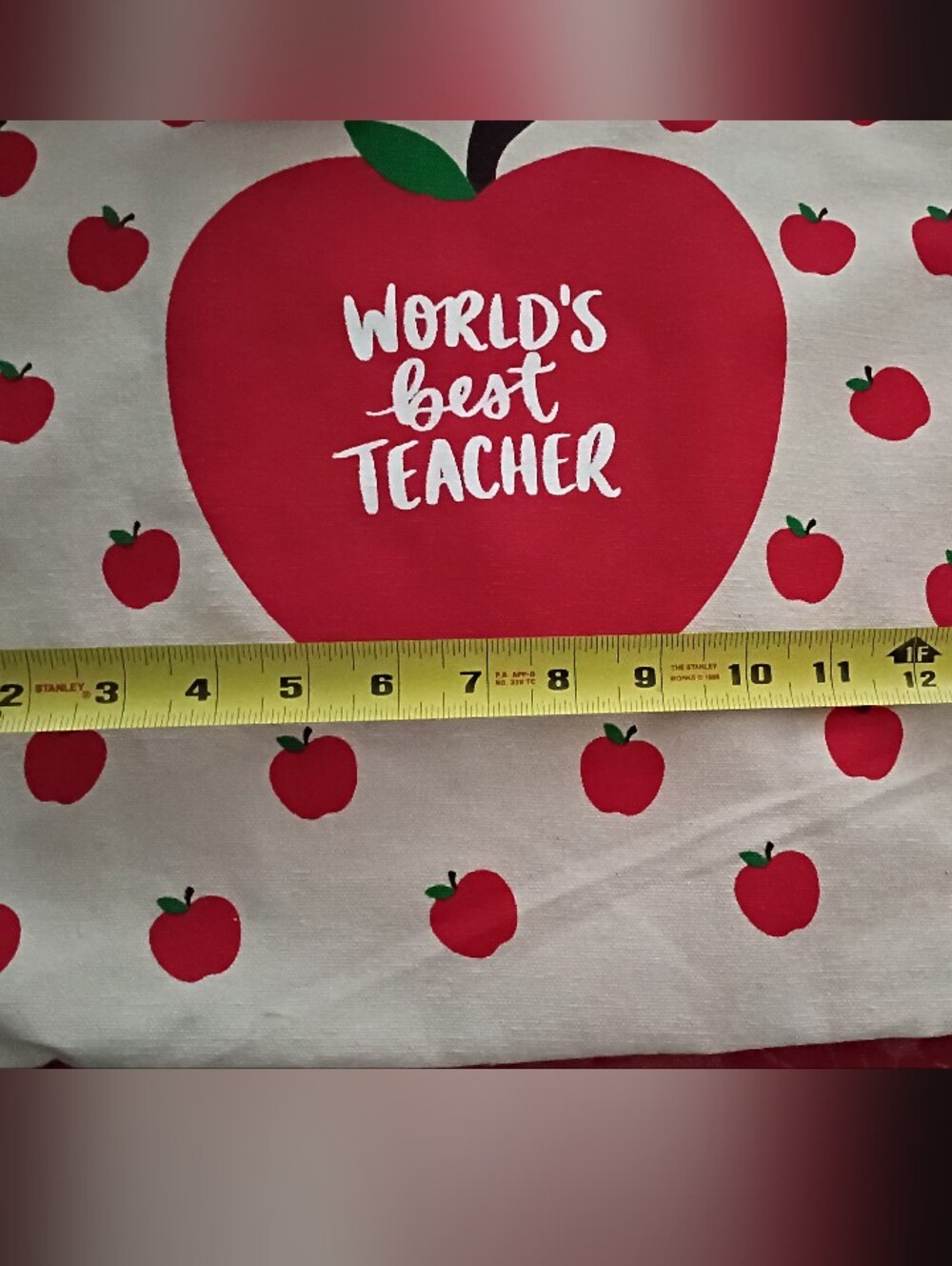 Best Teacher Red Apple Print Tote
